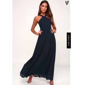 Lulus AIR OF ROMANCE NAVY BLUE MAXI DRESS